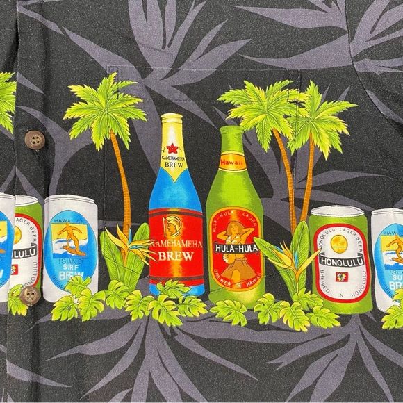 Styled by RJC Mens Multicolor Beer‎ Graphic Hawaiian SS Button Down Size L - Picture 7 of 10